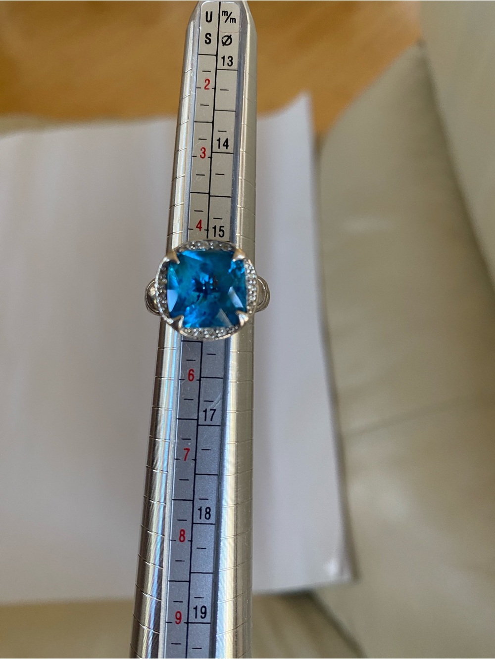John Hardy Blue Topaz Cushion Gemstone Ring in Sterling Silver - Picture 9 of 11